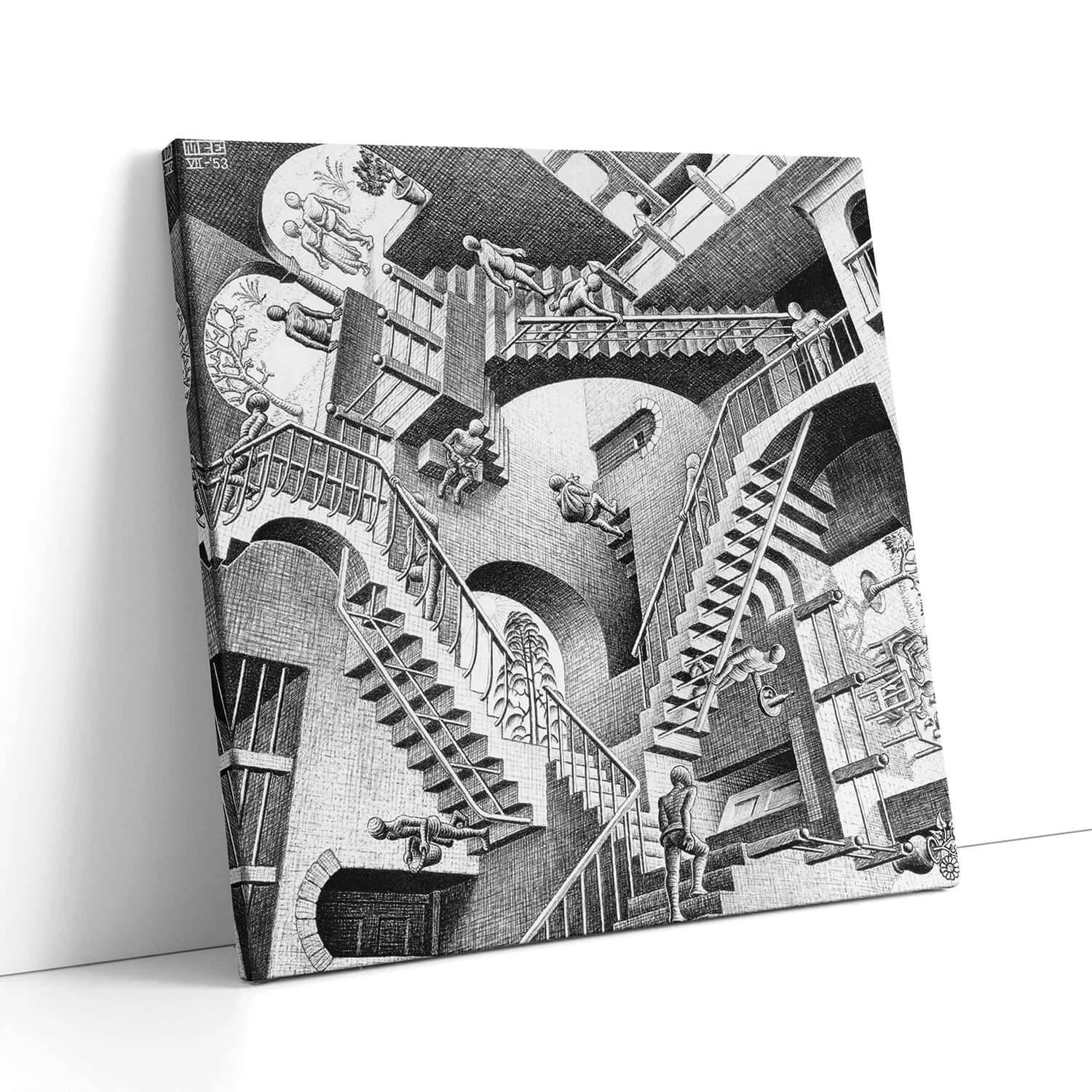 Spiffing Prints M C Escher - Relativity Lattice Canvas Wall Art 12
