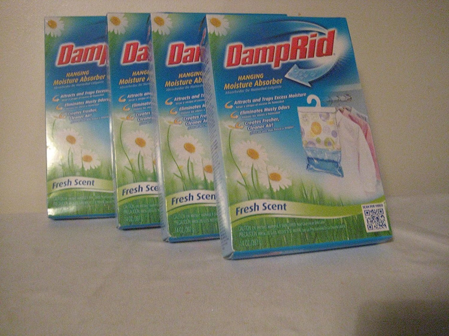 Damp Rid Hanging Moisture Absorber Fresh Scent Bag, 14 Ounce (Pack of 4)