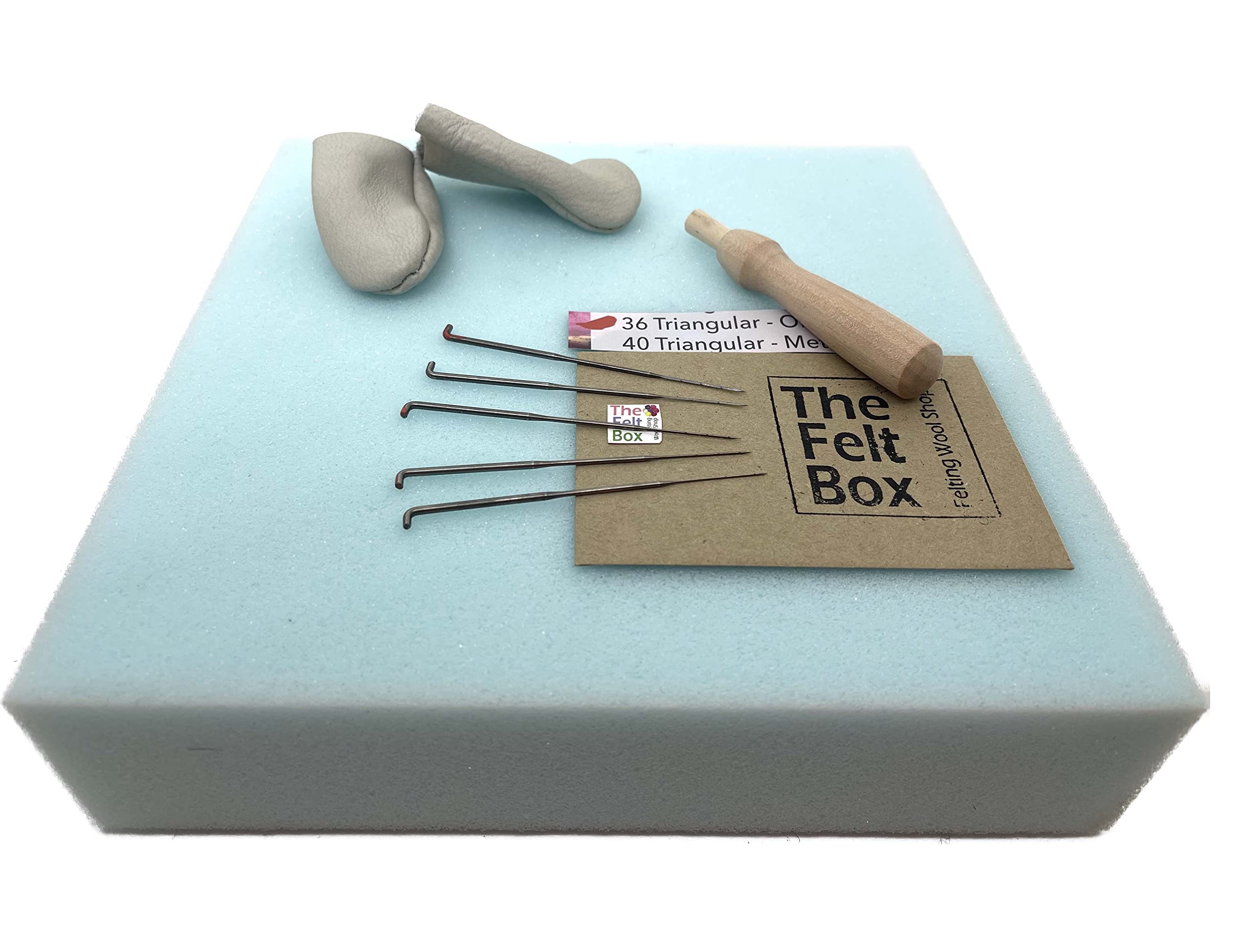 The Felt Box Mixed Colours Needle Felting Starter Kit (No Wool) – Tools Only With Mat, Needles, Holder & Finger Protectors – Beginner Needle Felting Tools Set For Wool, Fibre Art & Craft Projects