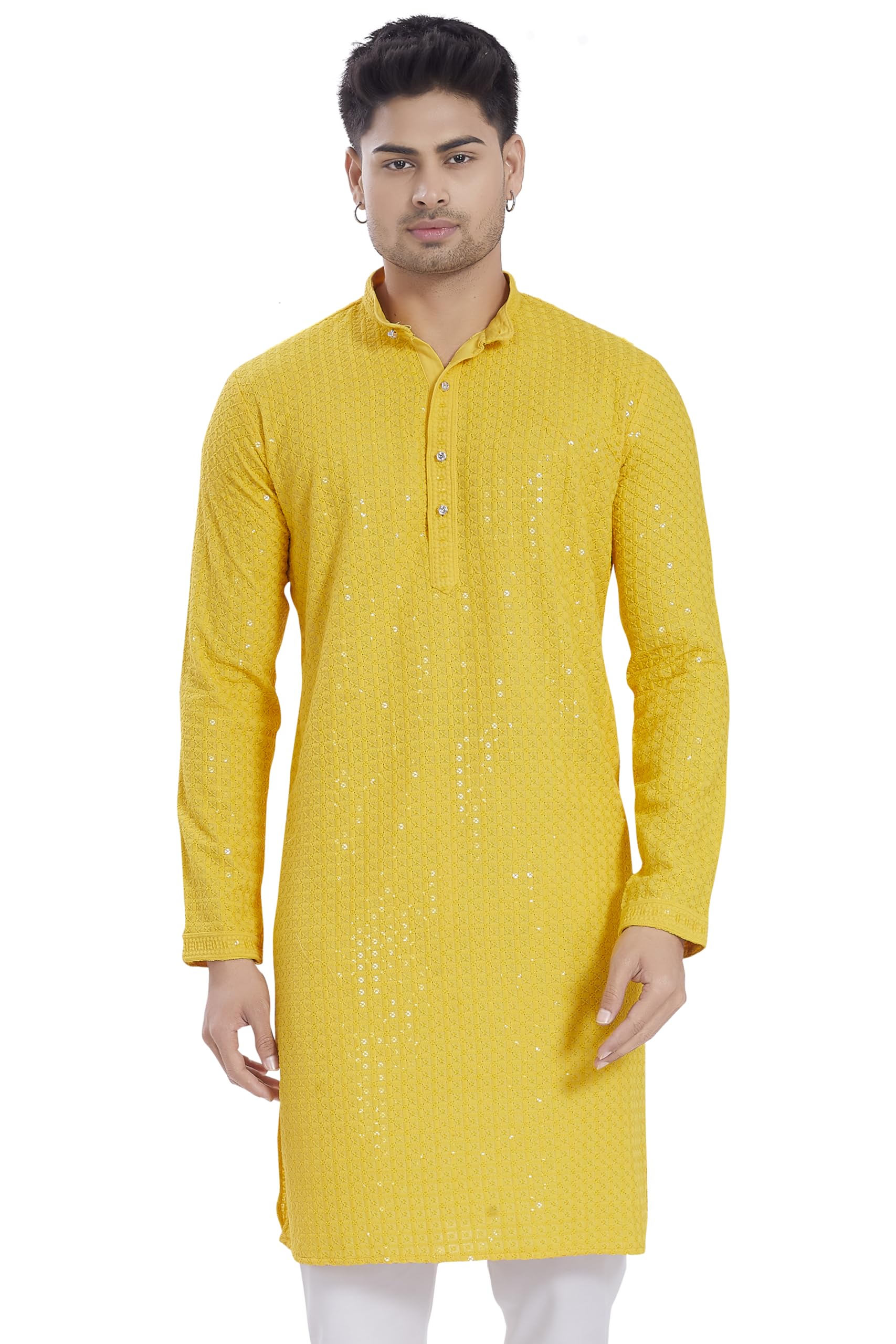divisive Men's Sequince Embroidered Cotton Blend Only Slim Fit Kurta-picture-25