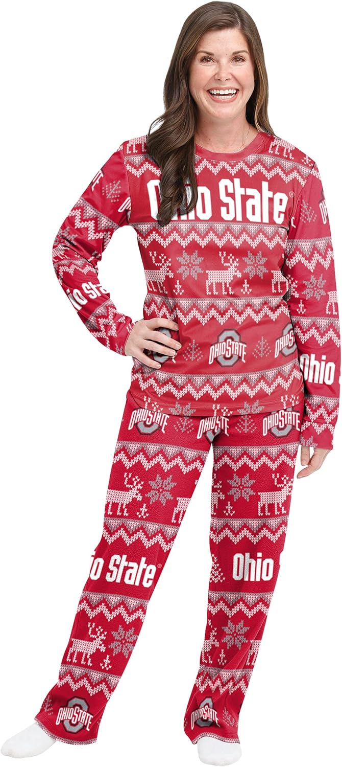FOCO NCAA womens Ncaa College Team Ugly Pattern Matching Set Family Holiday Pajamas - Image 2