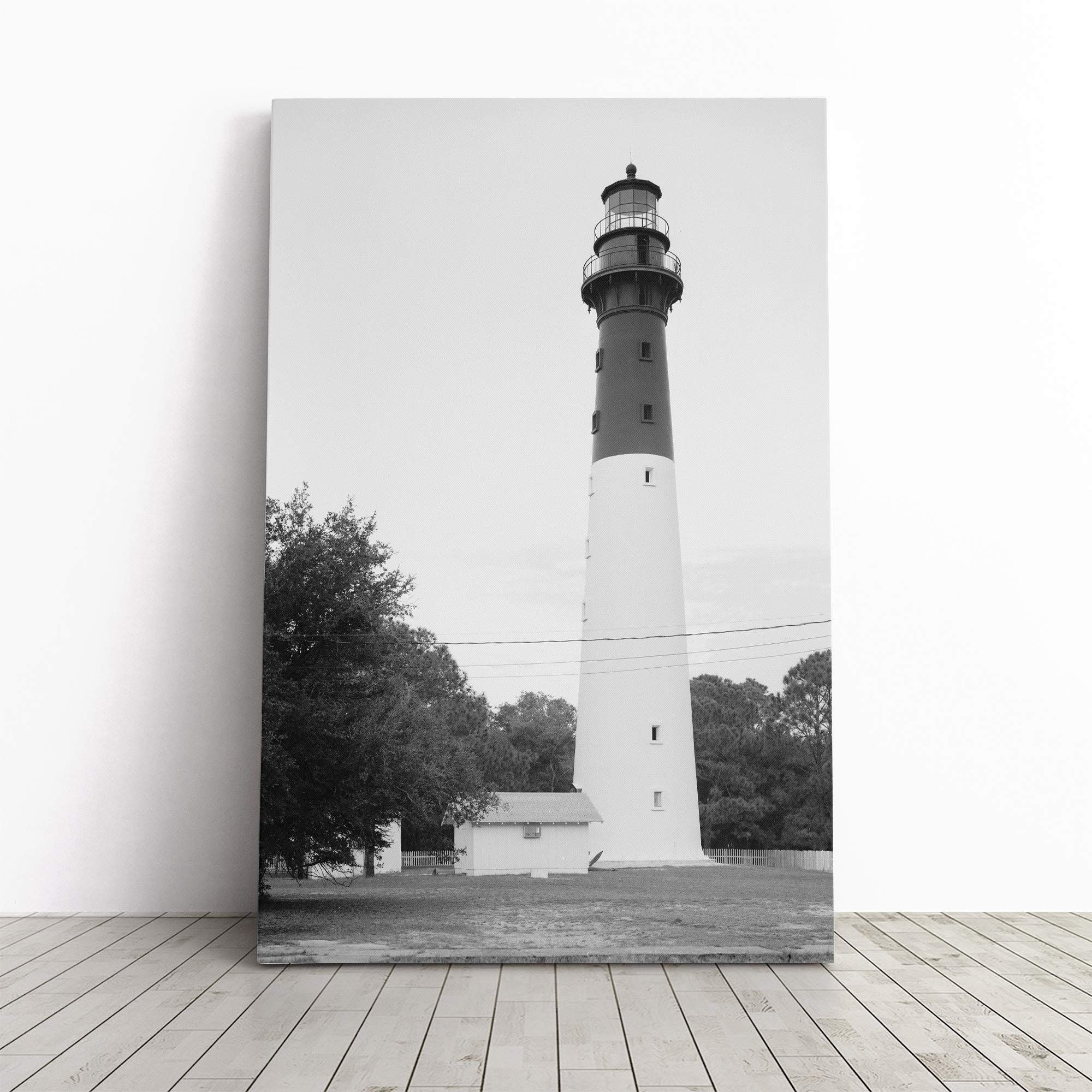 Architecture Lighthouse Hunting Island, SC Canvas Print | Gallery Wrapped 30mm Frame Wall Art | 20x14 inches | Ready to Hang | Coastal Seascape Picture | Living Room Bedroom Lounge Office