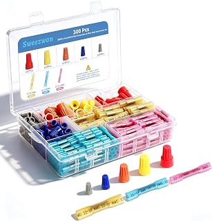 300Pcs Heat Shrink Butt Connectors & Wire Nuts Assortment Kit - Waterproof Electrical Crimp Wire Connectors, Insulated Butt Splice Terminals & Twist-On Wire Caps for Automotive Marine Wiring