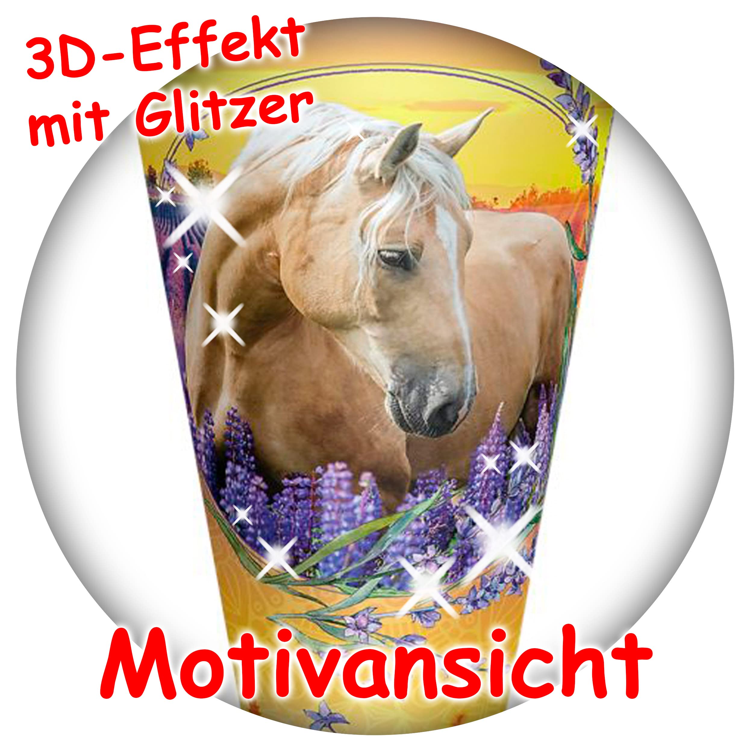 alles-meine.de GmbH mit Glitzer & Glimmer ! Schultüte - Pferdeträume/Pferd mit Blumen 70-85 cm Größe wählbar mit Holzspitze inkl. komplette Füllung + Name + Bänder ..