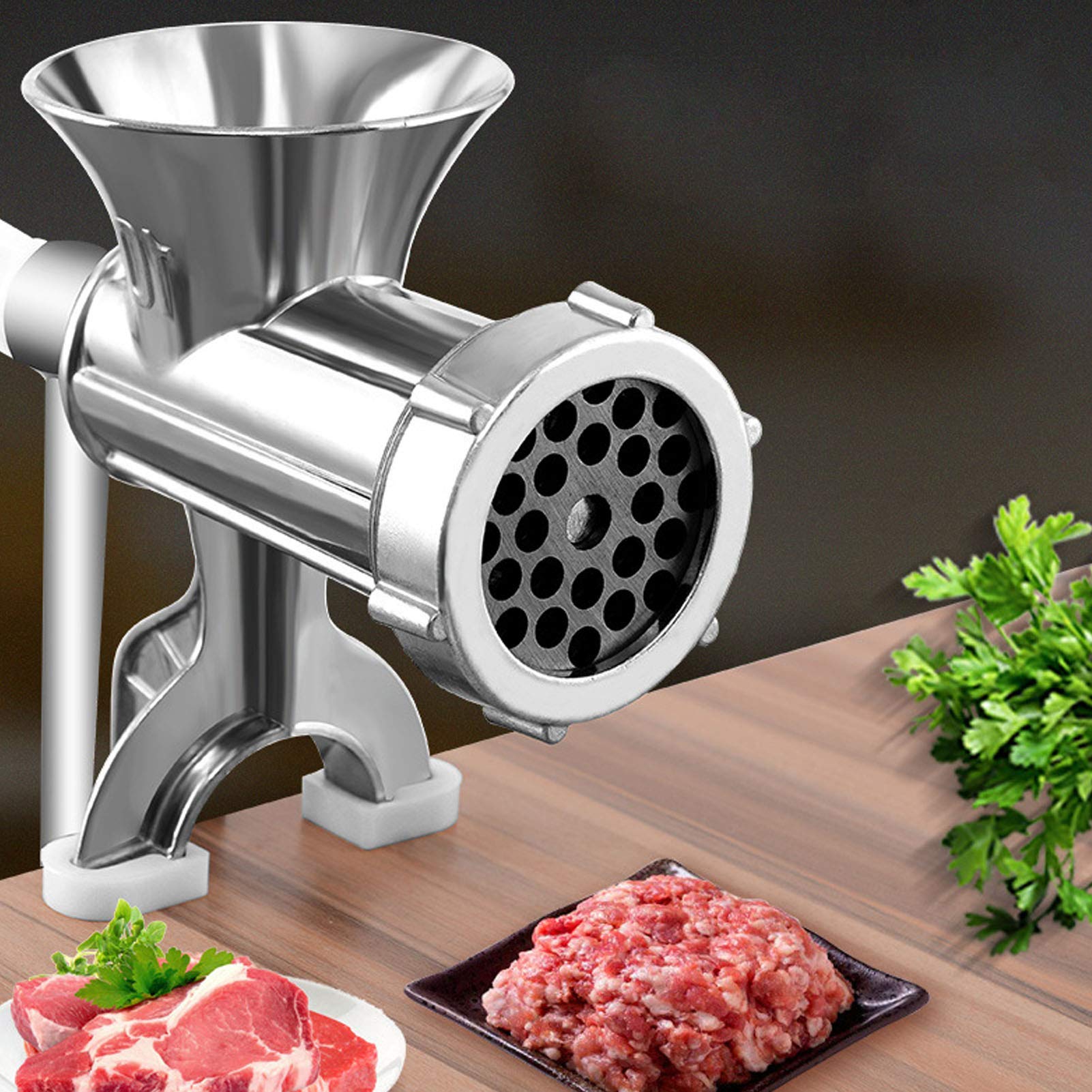 Hachoir à viande manuel en alliage d'aluminium robuste et durable hachoir à garnissage saucisse avec tube de farce poussoir hachoir à aliments pour viande saucisse et épices cuisine maison