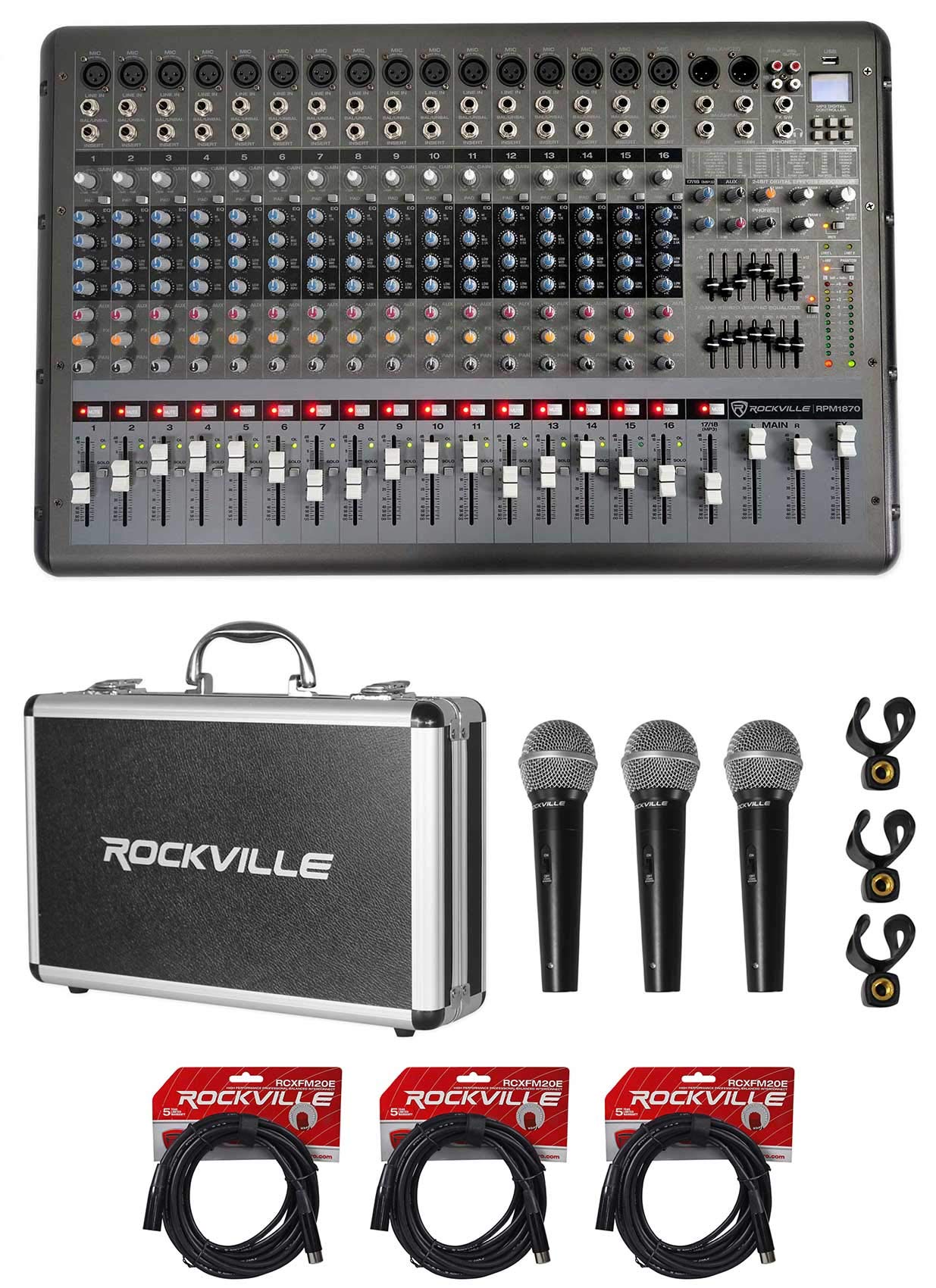 Buy Rockville RPM1870 18 Channel 6000w Powered Mixer w/USB, Effects+3