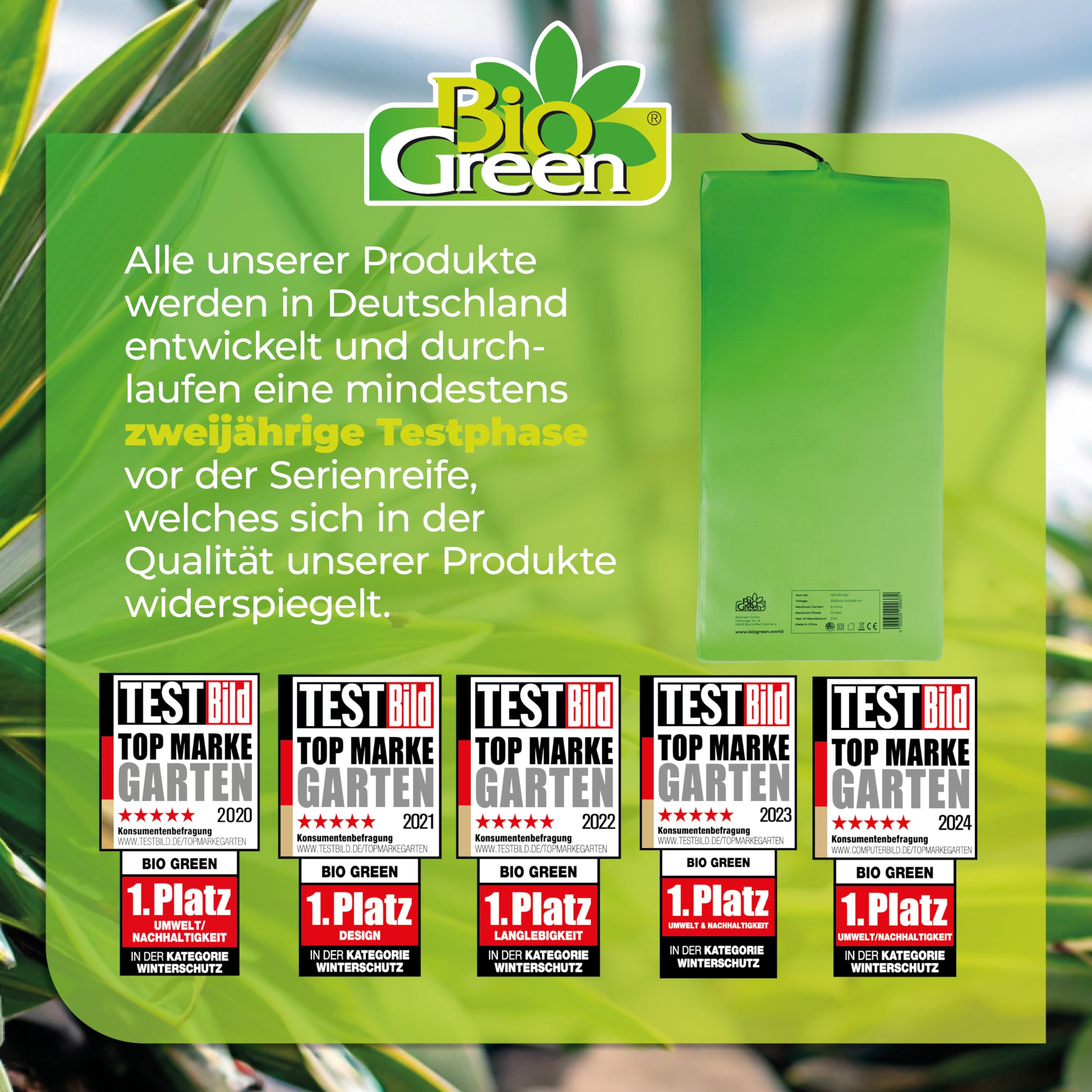 Bio Green WP 030-060 Plaque Chauffante 0,30 x 0,60 m 32 W