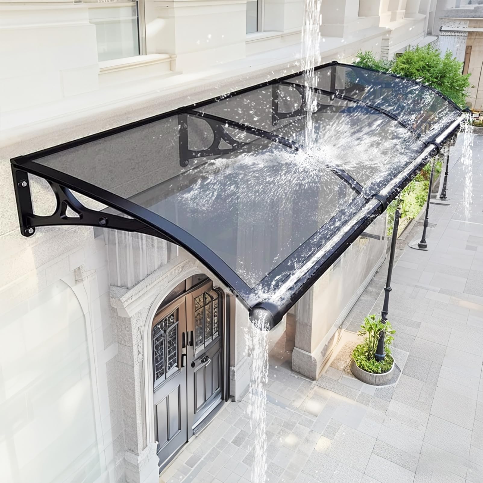Ddasam Large Door Canopy - Exterior Awning with Aluminum Bracket for Entrance, Balcony, Garage, UV Rain Snow Shelter（60x140cm）
