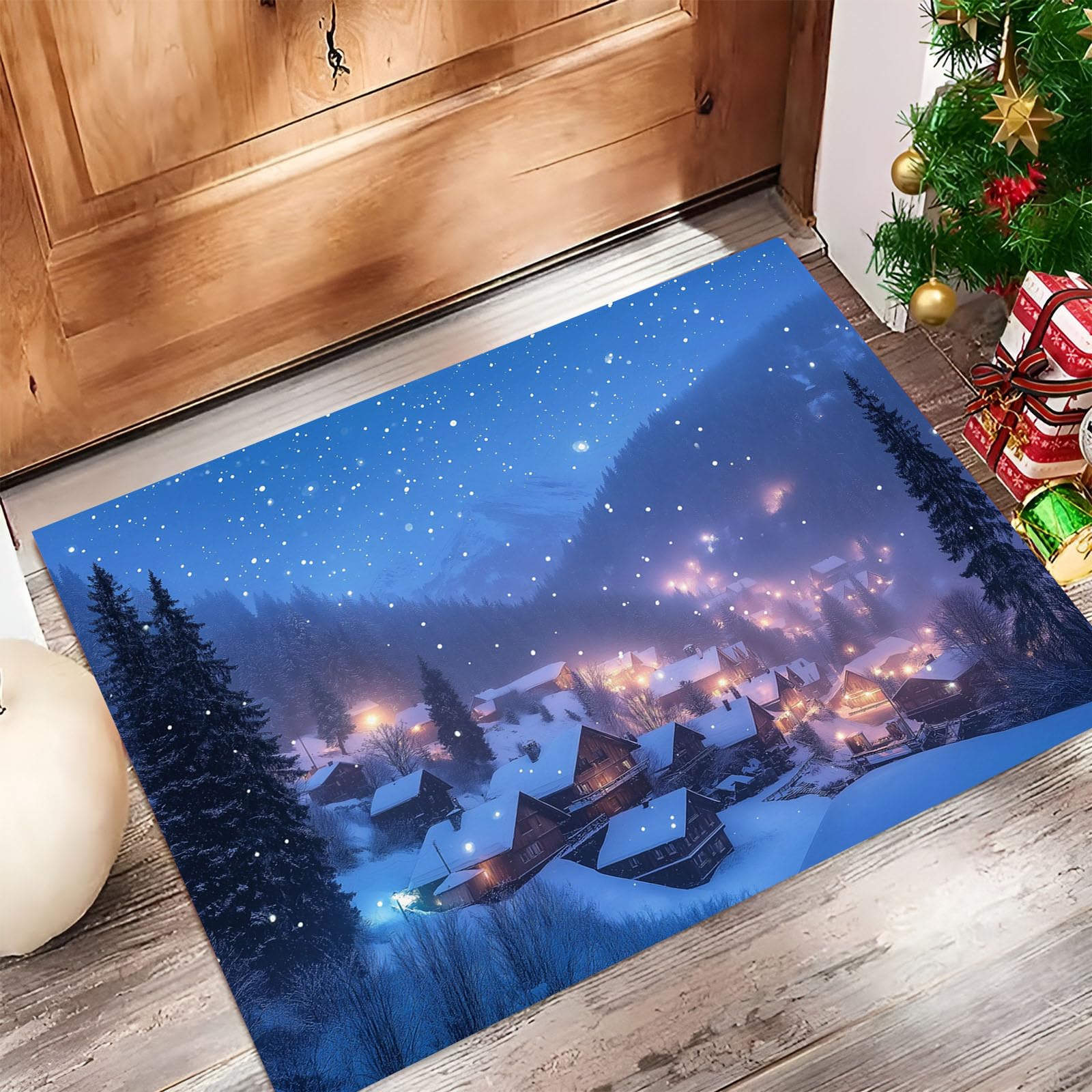 Alfombra de Navidad con patrón pino felpudo decorativo de 45x75 cm