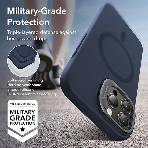Vista 406 de ESR - Funda para iPhone 15 compatible con MagSafe, funda protectora de grado militar con soporte integrado, cubierta trasera resistente a
