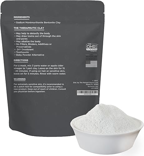 Miniatura 2 de Polvo de arcilla de bentonita de grado alimenticio de 2 libras polvo puro y natural para desintoxicación y más cura la piel dañada tratamiento