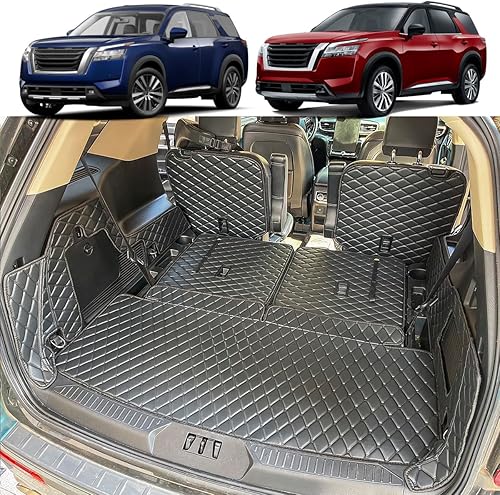 Alfombrilla para maletero para Nissan Pathfinder 2022-2024 (2 fila con asiento de banco) y alfombrilla para respaldo trasero 2 y 3 fila (5 unidades) disponible en Yaxa Colombia