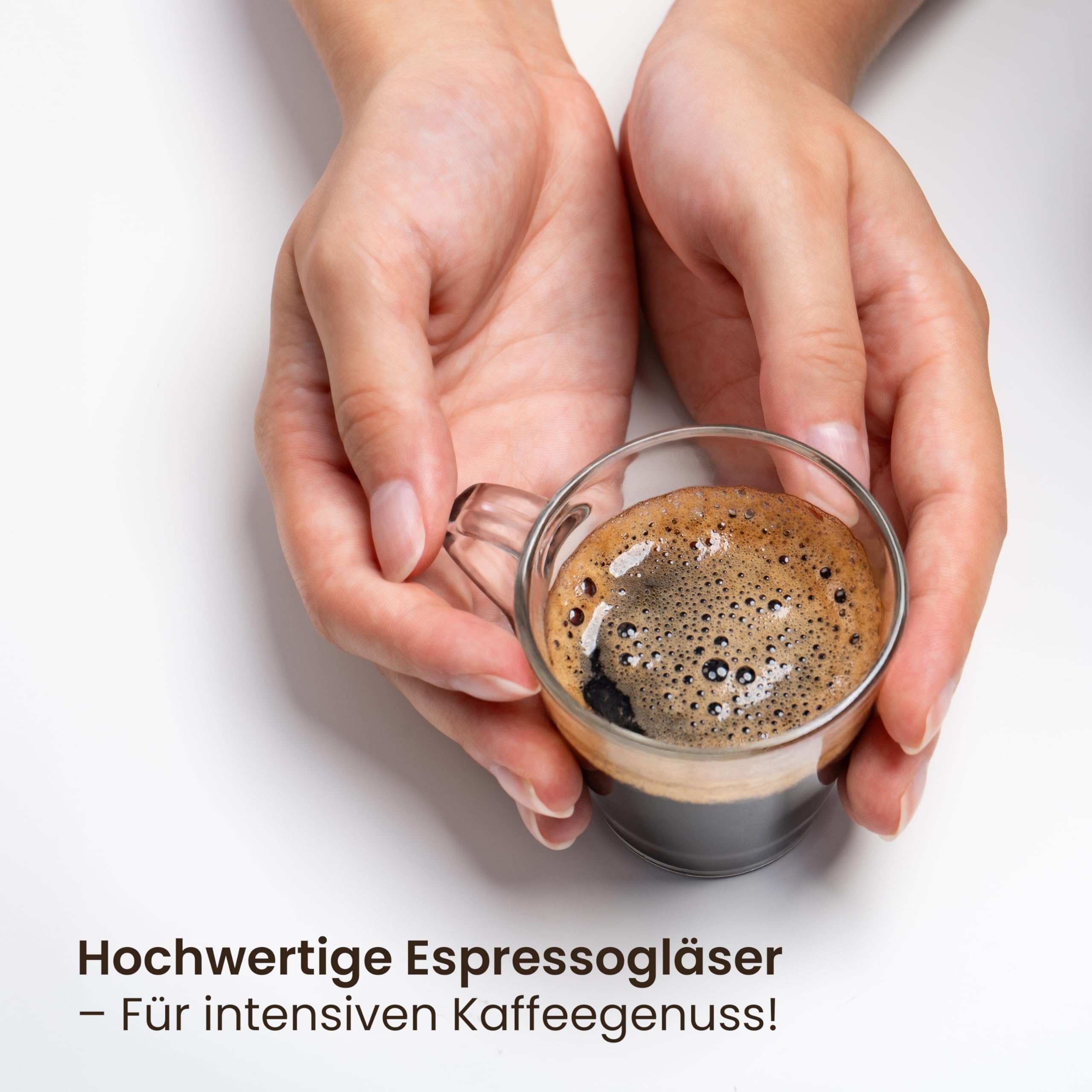 KONZEPT Espressotassen 80 ml, 6er Set, Espressogläser mit Henkel