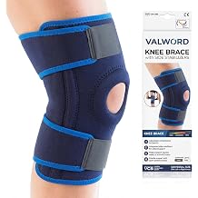 Knee Brace with Side Stabilizers, Open Patella Knee Support for Pain Relief, Meniscus Tear, Arthritis, ACL, Upgraded Adjustable Compression Wrap for Men & Women, One Size Fits Most Navy