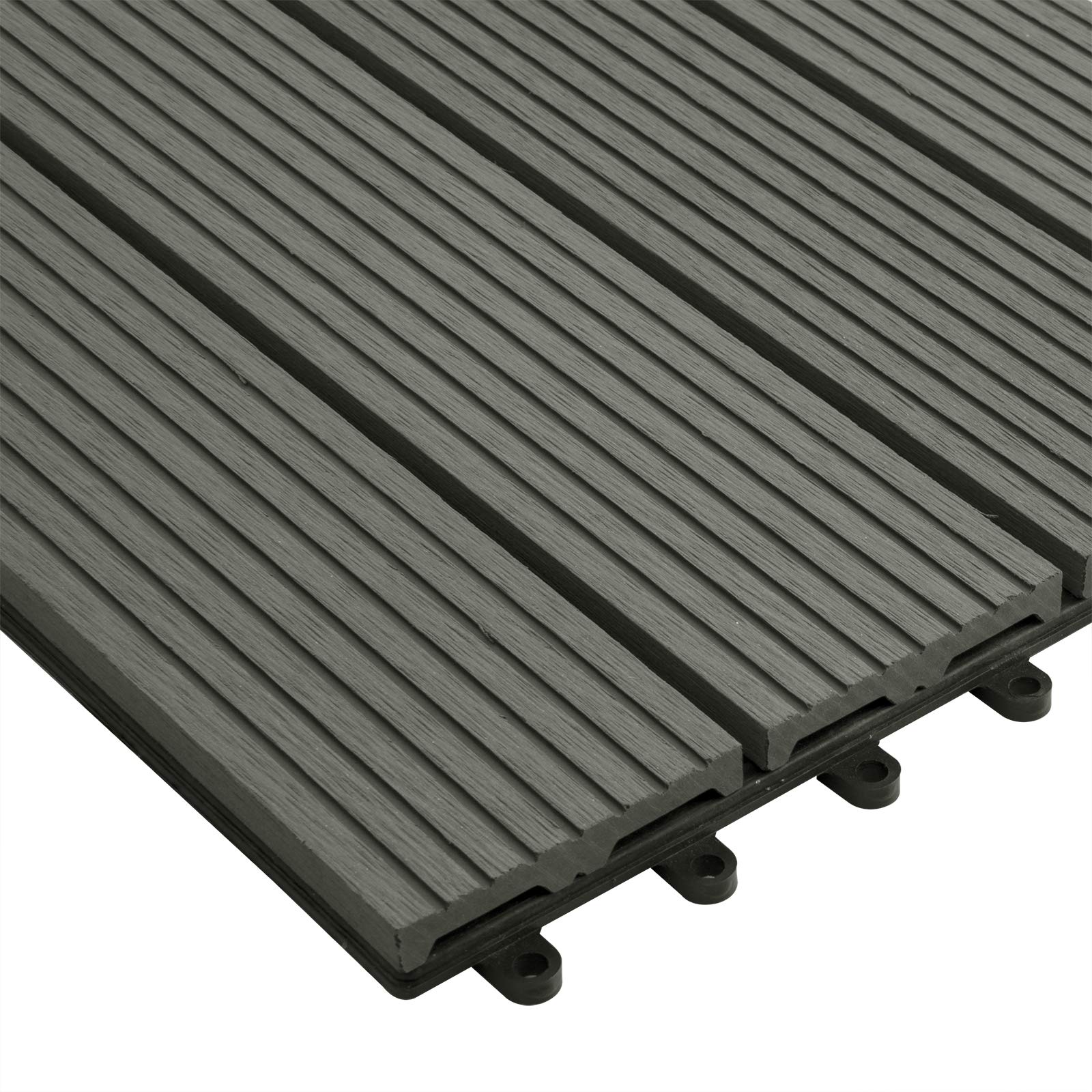 EUGAD 12 Pezzi Piastrella per Pavimento da Giardino Terrazza Pavimento ad Incastro per Casa Fai da Te Pavimentazione in WPC 30x60 cm Grigio Chiaro