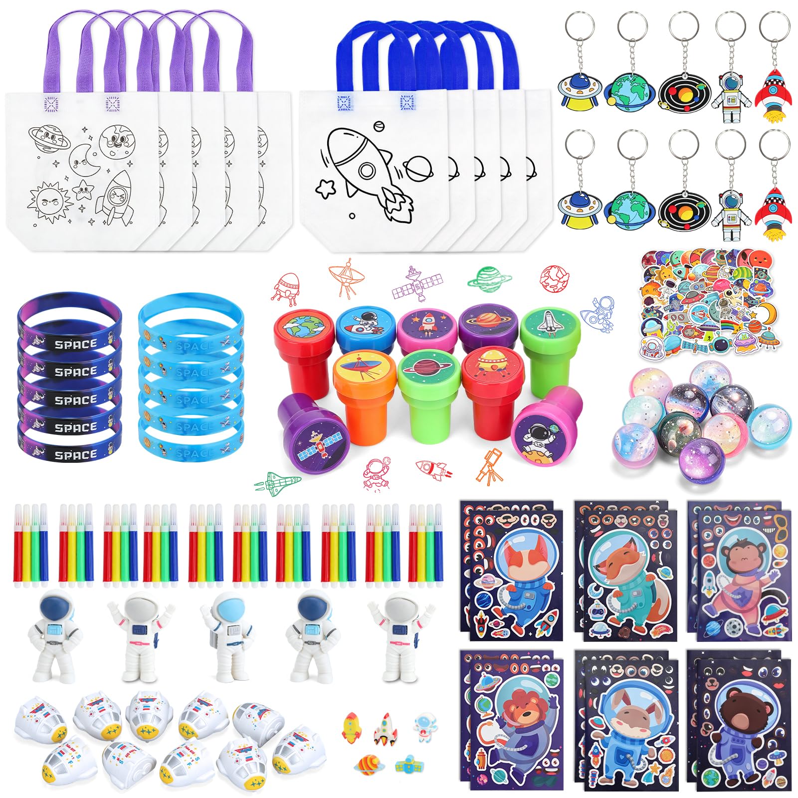 deAO 172 PCS Space Party Bag Fillers for Kids, Themed Party Favours Kit