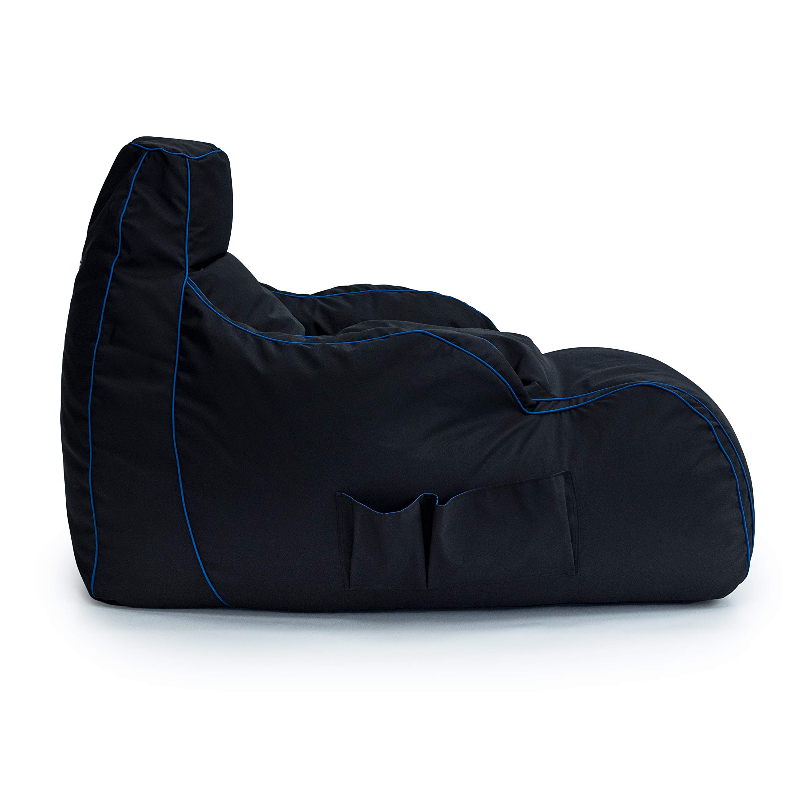 Game Over Silla para Reposar Puff Pera para Video Juegos | Sala Interior | Bolsillos Laterales para Controles | Soporte para Auriculares | Diseño Ergonómico (Relámpago Cerúleo)