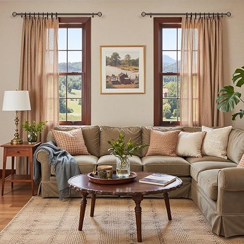 Miniatura 2 de Barras de cortina para ventanas de 28 a 48 pulgadas (2.3 a 4 pies), barra de cortina decorativa pequeña de bronce ajustable, barra de cortina