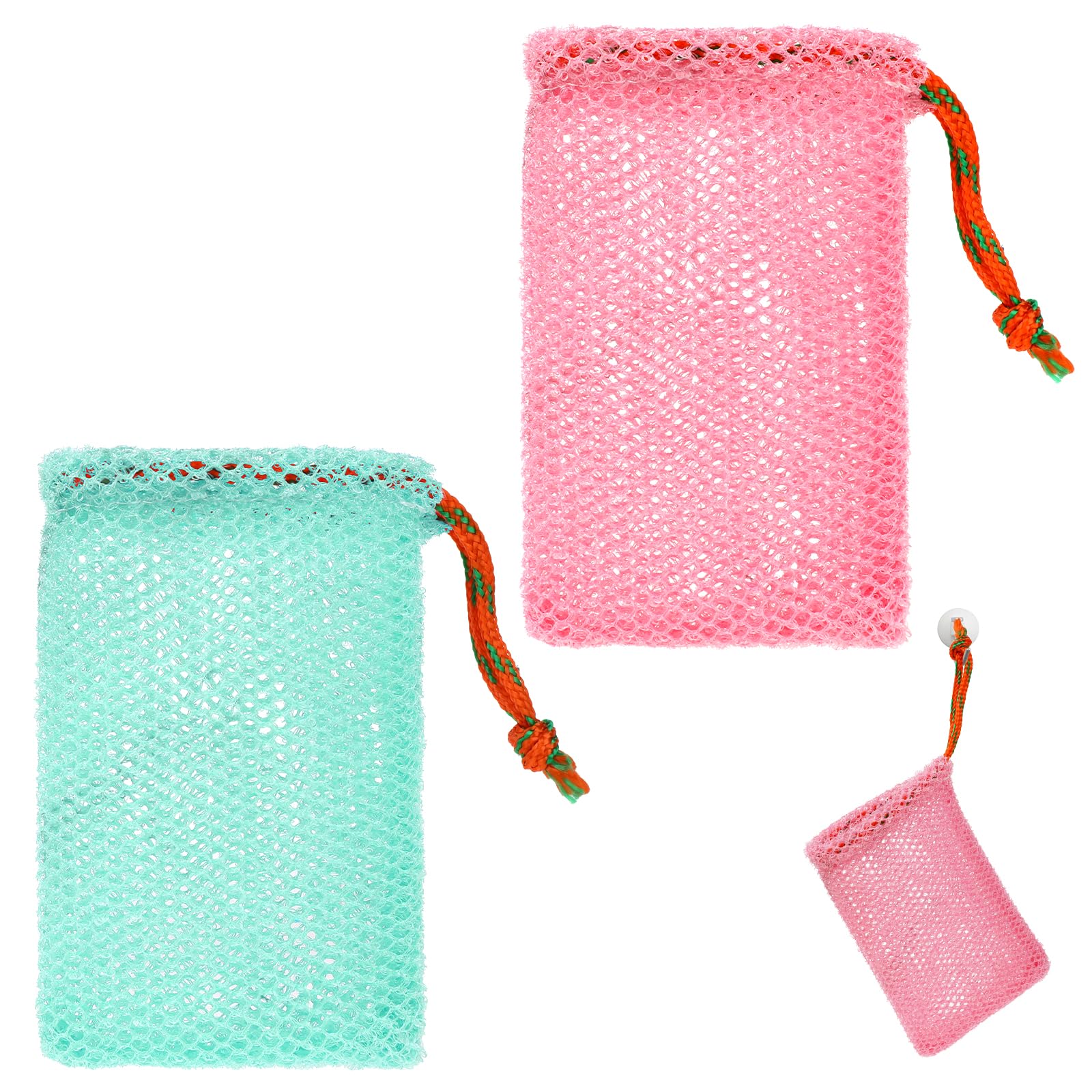 Photo 1 of 2 Pack Soap Savers for Bar Soap Exfoliating Net Mesh for Shower Holder Mesh Foaming bag for Bath and Shower(2 Colors, 5.5 x 3.5 In)