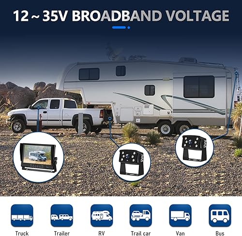 Miniatura 3 de Sistema de cámara de respaldo RV con cable, monitor AHD DVR de 9 pulgadas con 1080p IP69 resistente al aguavisión nocturna cámara trasera y frontal