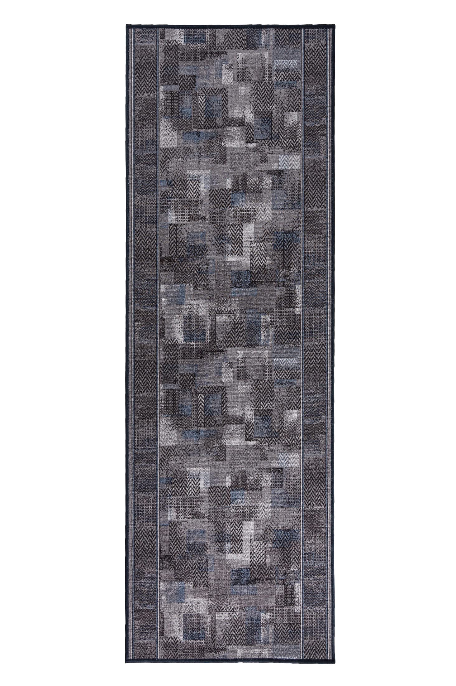 Mazovia Alfombra de Pasillo Larga - Alfombra Antideslizante Moderno Motivo Geométrico - Pelo Corto - Alfombras de Pasillo por Metros - Alfombras para Pasillos Largos - Gris - 67 x 150 cm