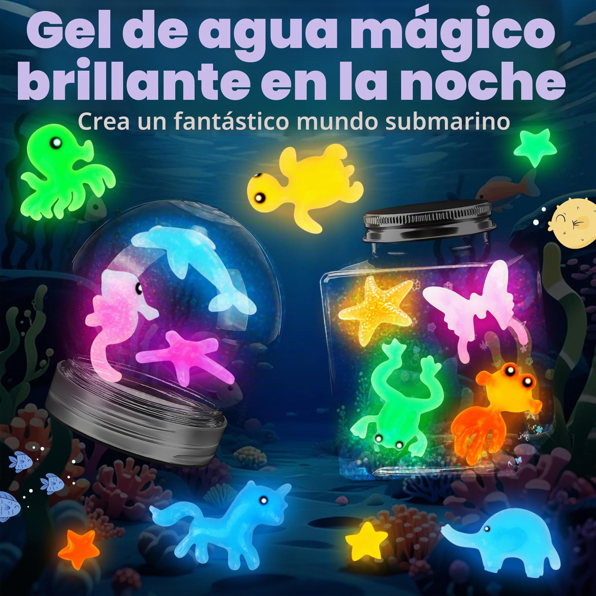 Herenear Juguete de Aqua Gelz, 54 PCS Magic Water Elf con 20 Botes de Gel de Color y 16 Formas, Creativos Elfo Mágico de Agua, Regalo Juguetes educativos para Niños 3 4 5 6 Años