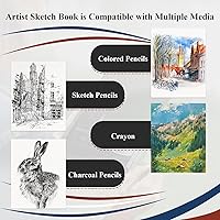 Vista 7 de Cuaderno de bocetos de 9 x 12 pulgadas, cuaderno de bocetos de tapa dura, bloc de bocetos con espiral superior, bloc de papel de dibujo de 100 hojas
