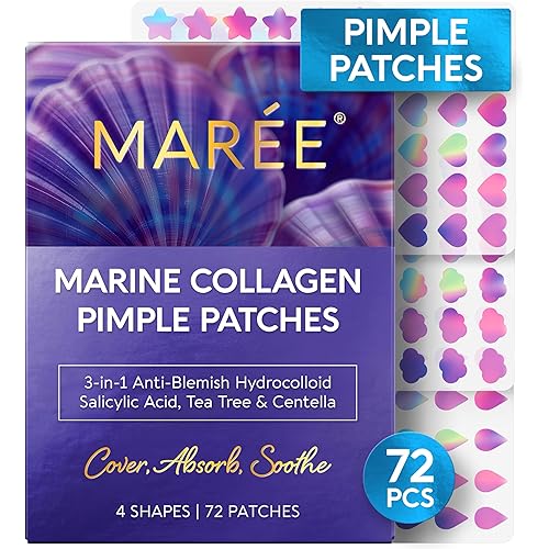 MAREE Star Pimple Patches for Face - Hydrocolloid Acne Patches w/Salicylic Acid, Tea Tree Oil & Centella - Cute Pimple Patches Stars - Teens Zit Patches Stickers - Parches Para Acne - 72 Blemish Dots