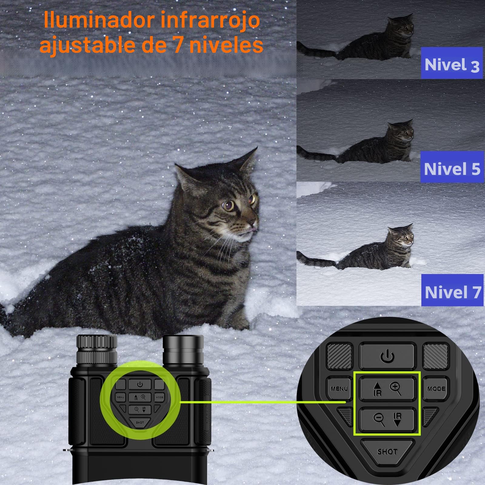 Binoculares Visión Nocturna, Prismáticos de Infrarrojos Digital Visor Nocturno Rango de 300m con LCD TFT de 3.0",Prismáticos Visión Nocturna 32GB para Observación y Grabación