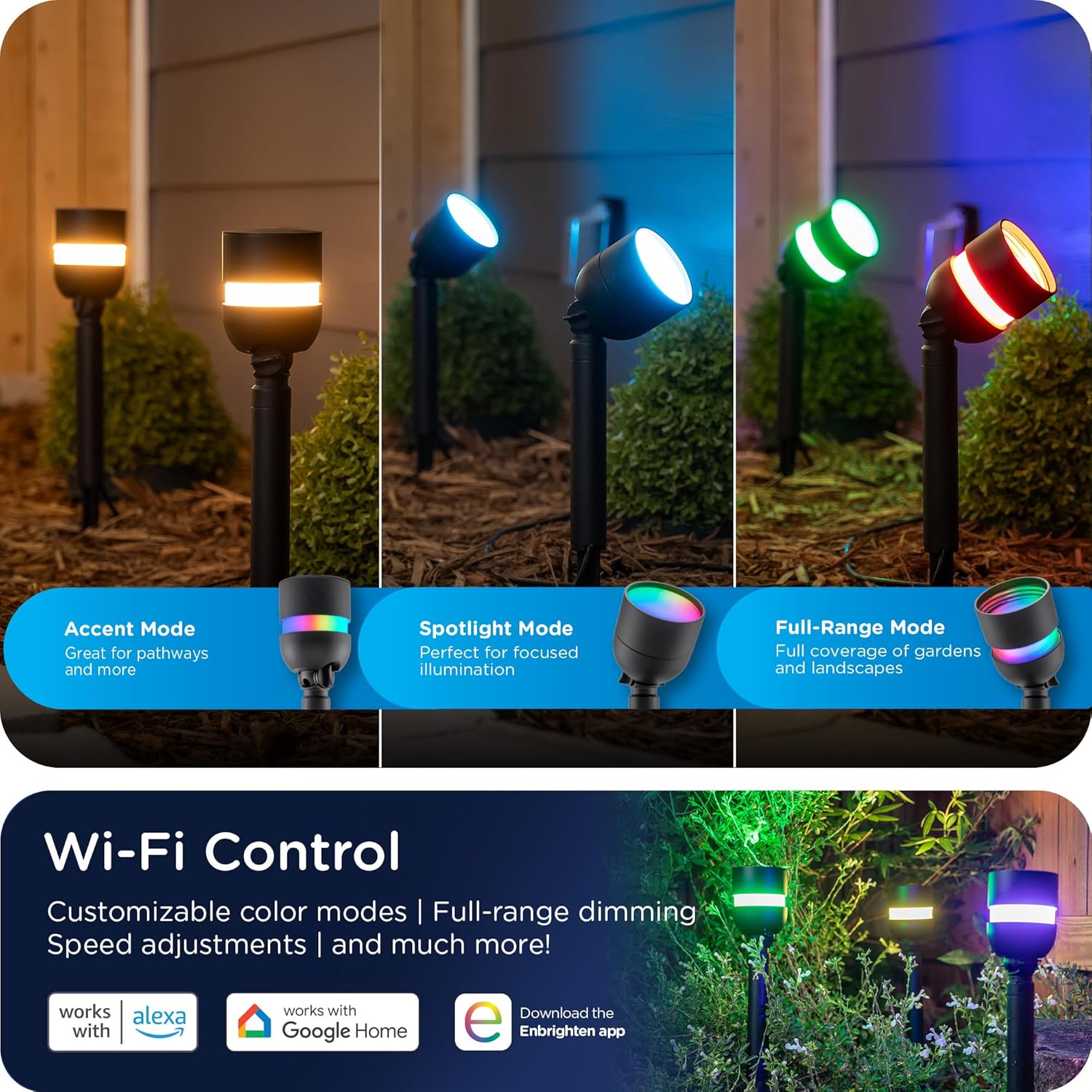 Enbrighten Vibe Eternity Path Lights, 23ft, 4 RGBWIC LEDs, Weatherproof, Perfect for Garden, Pathway, and Home Exterior Lighting, Smart App Control, Compatible with Alexa, Google Home, 85966 - Image 3
