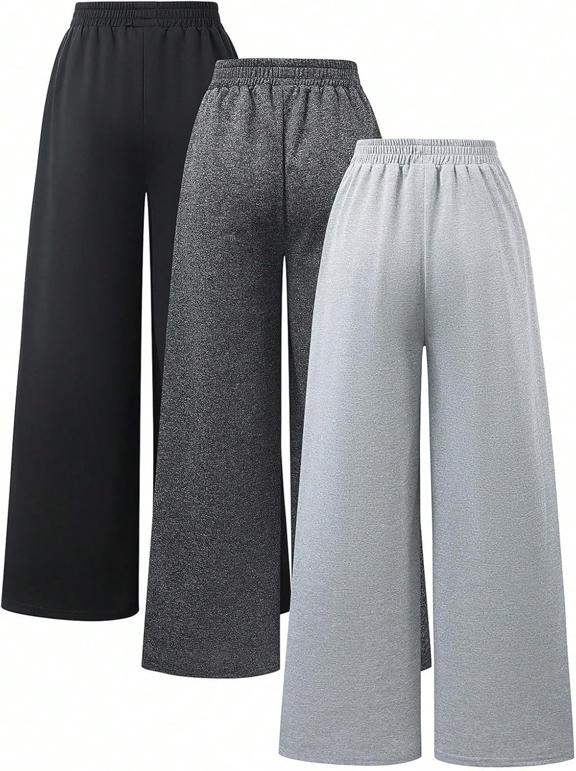 Girl's 3 Packs Wide Leg Sweatpants Graphic Letter Elastic Waist Sports Pants Trousers with Pockets - Image 3