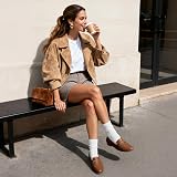 DREAM PAIRS Damskie mokasyny Penny Loafers Modne Wygodne Płaskie Eleganckie Buty Na Co Dzień i Biznes, Brązowy-PU, 8 US