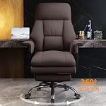 Office Chair Executive Desk Chair with Foot Rest Comfy Computer Gaming Chairs Reclining Adjustable Height Home Office Chair with Wheels