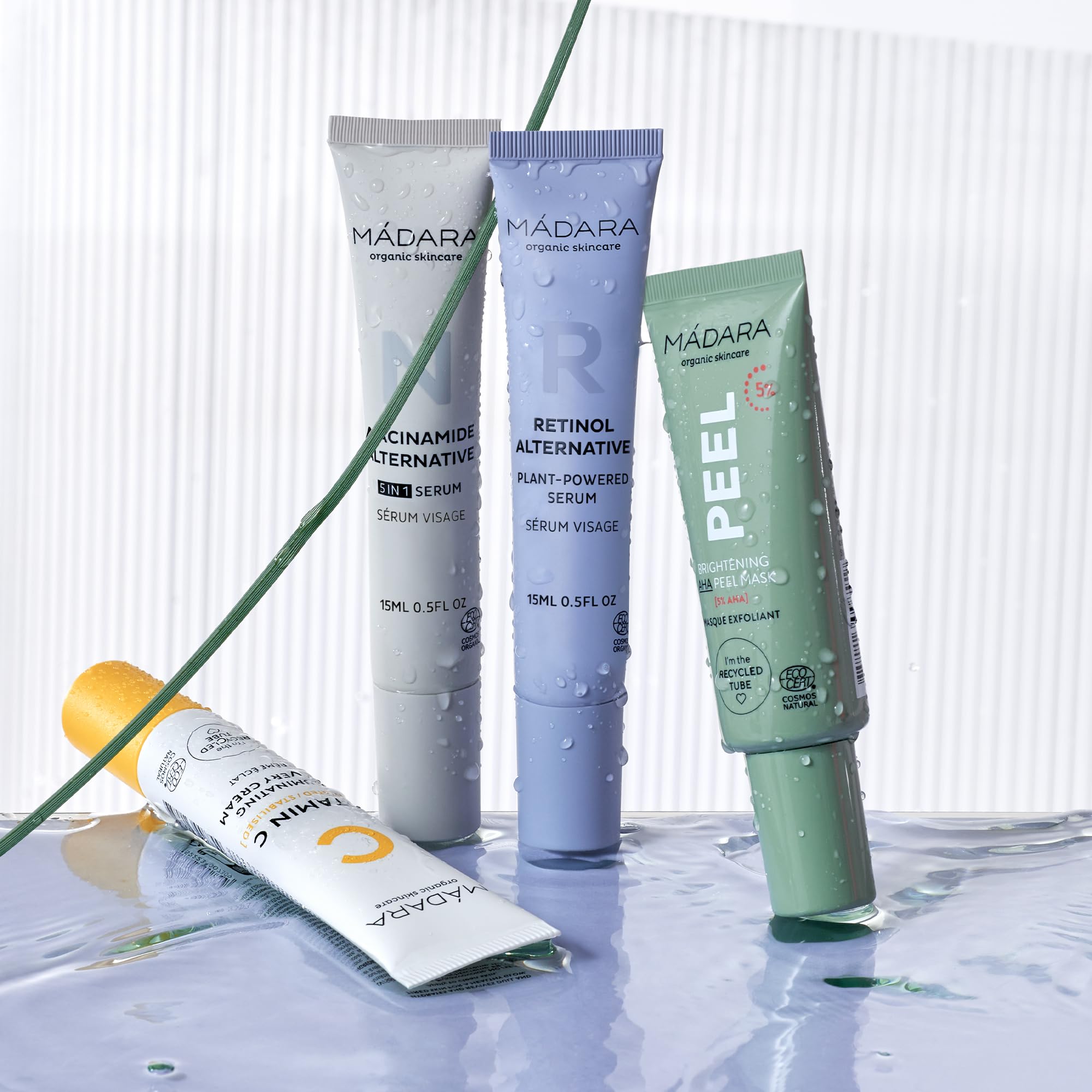 MÁDARA Botanic Activist 4-Stage Mini Renewal Kit, AHA Scrub, Retinol Alternative, Niacinamide Serum & Vitamin C Cream - Image 2