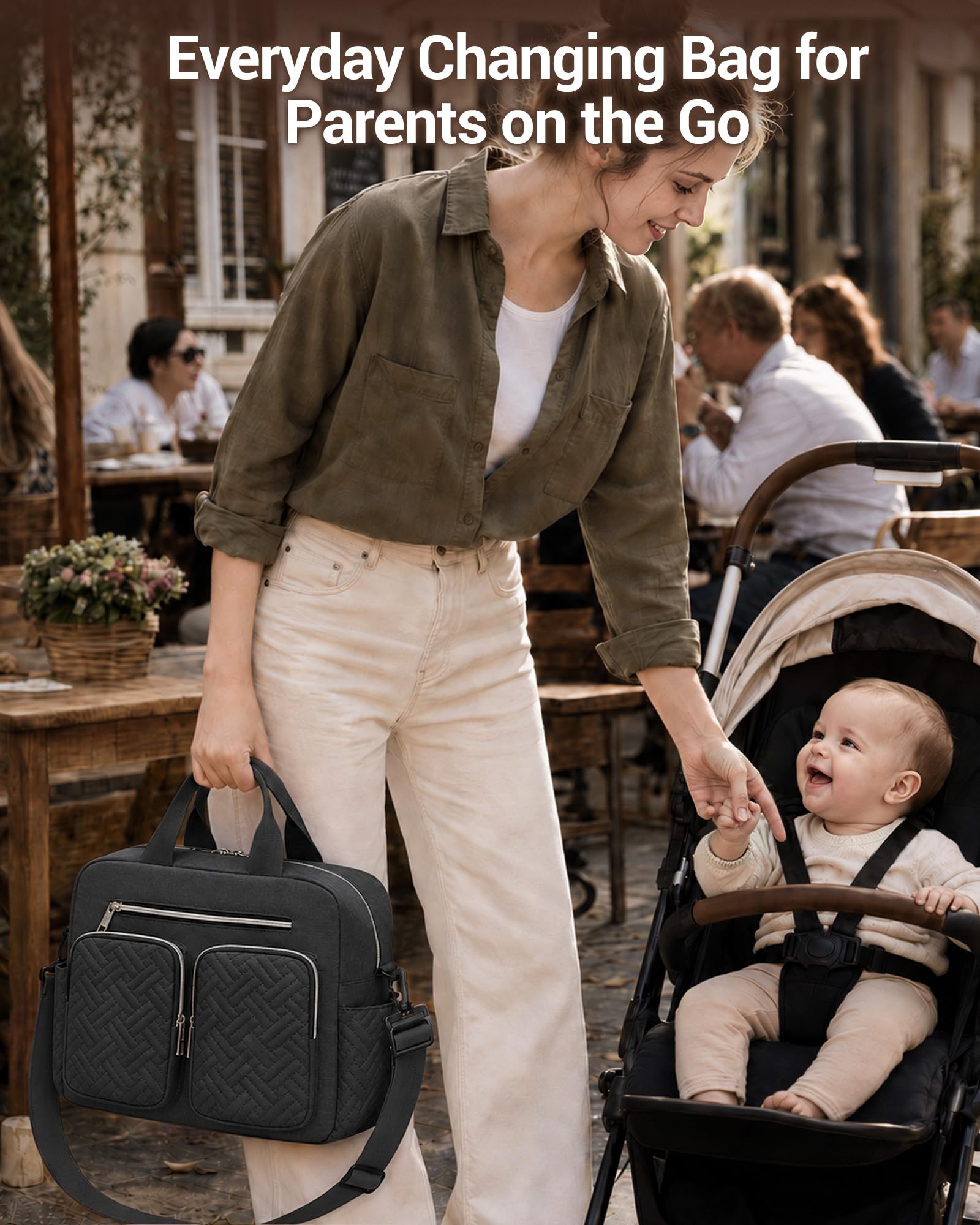 KONO Wickeltasche Baby Diaper Bag, Wasserdicht Babytasche mit Isolierte Organizer-Fächer, Praktisch Kliniktasche Geburt für Krankenhaus, Reisen und Unterwegs, Mama und Papa