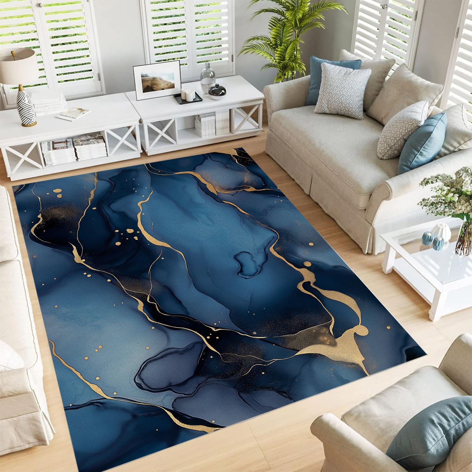 Tapis de salon lavable anti-tache et antidérapant 160x230 cm moderne