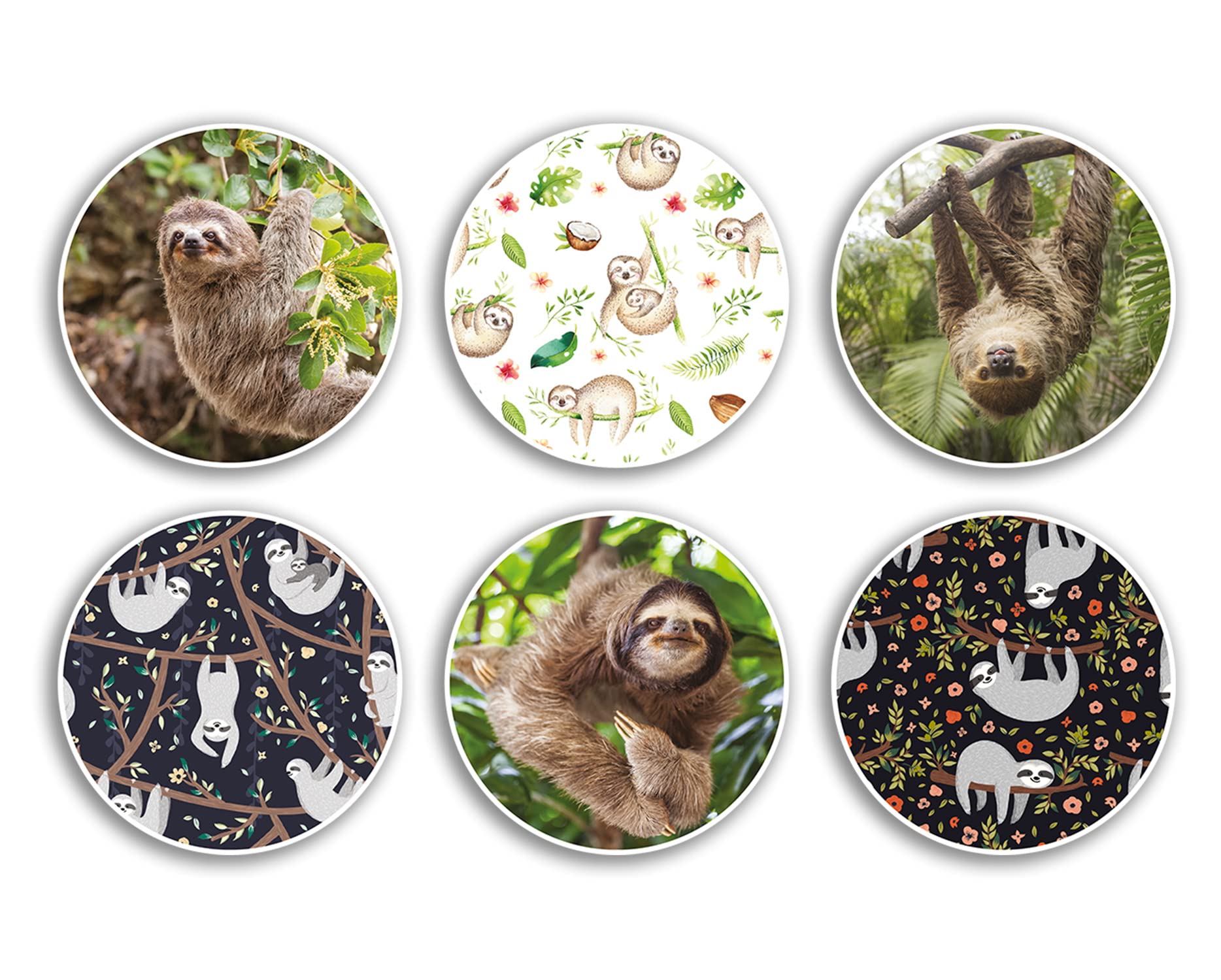 6 x 10cm Sloth Vinyl Stickers - Animal Wild Hanging Lazy Cartoon Zoo Funny Scrapbooking Kids Girls Gift #78983