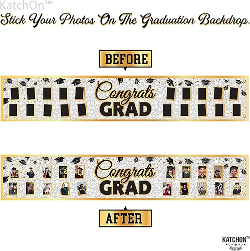 Miniatura 4 de KatchOn, Cartel de fotos de Congrats Grad, 72 x 44 pulgadas, pancarta personalizada para patio de graduación 2024, pancarta de imagen de graduación