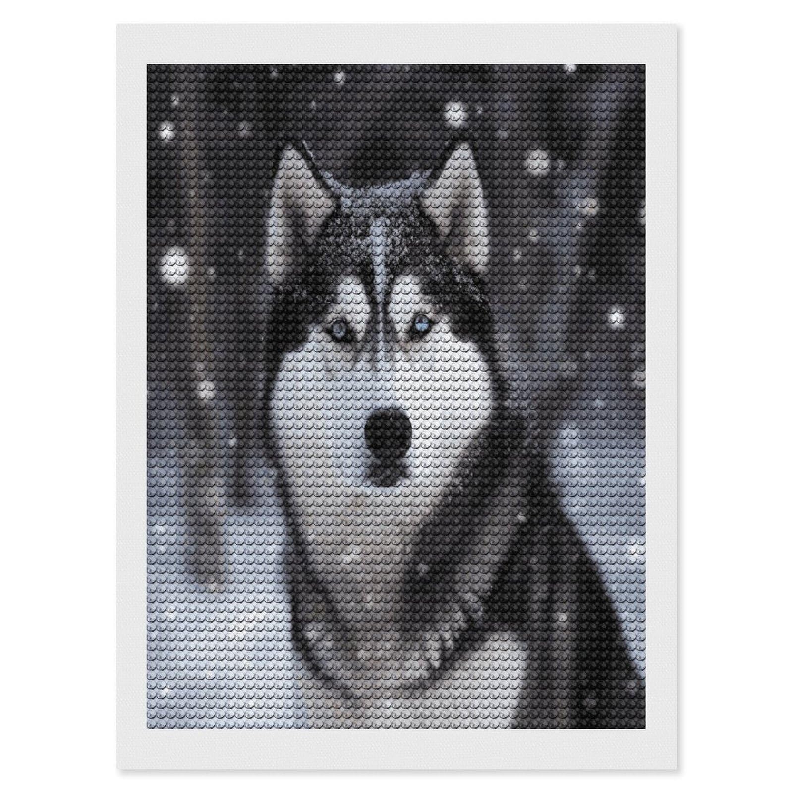 JTREHY Husky in Snow Dog Diamond Art Kits Personalized DIY Round Diamond Painting Kits for Beginner Full Drill Diamonds Dots Paintings for Adults Gem Art Crafts Home Decor