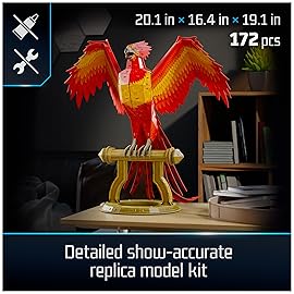 4D Build, Harry Potter Fawkes Phoenix 3D Model Kit with Stand, Harry Potter Collectibles & Desk Dcor, Adult Puzzle, Building Toys, 172 Pieces, 3D Puzzles, Gift Ideas for Ages 12 & Up