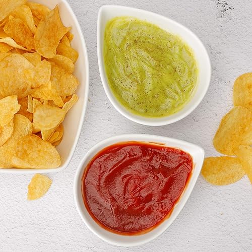 Miniatura 4 de Juego de 6 cuencos de salsa para salsa, lindos cuencos de cerámica blanca para postre, sopa, frutas, nueces, 8 onzas