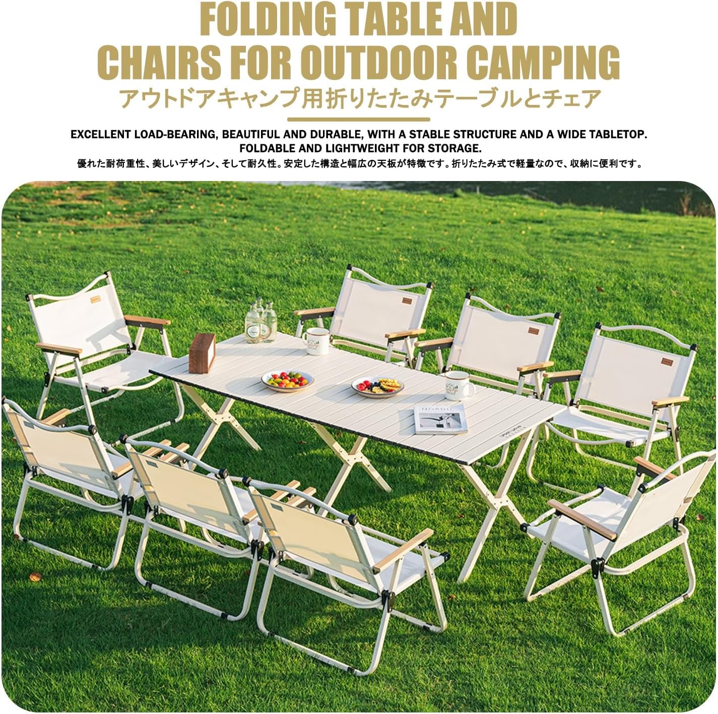 Folding Picnic Table and Chairs，Folding Picnic Table and Bench Set，Comes with A Storage Bag, Suitable for Beach, Hiking, Traveling, Fishing, Barbecue.(Wood,90CM+2 Chairs)
