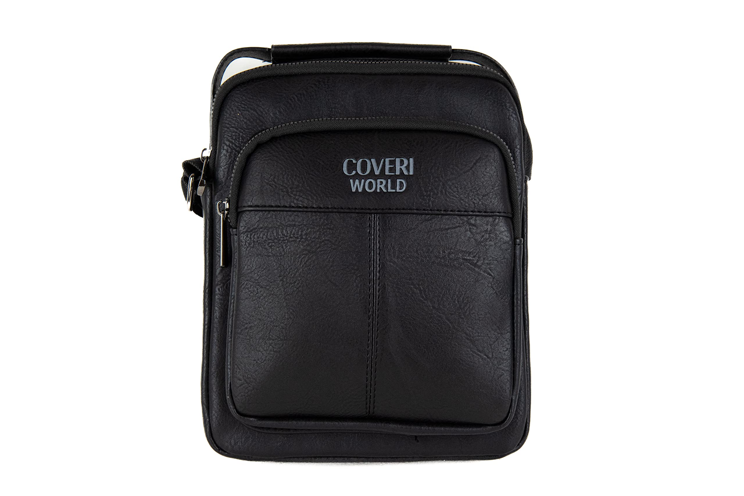 COVERI Borsa Borsello Ecopelle Tracolla Uomo Lavoro Ufficio Tempo Libero Portacellulare Tasche Zip ART.6226 Dimensioni 24 X 20 X 6 Colore NERO