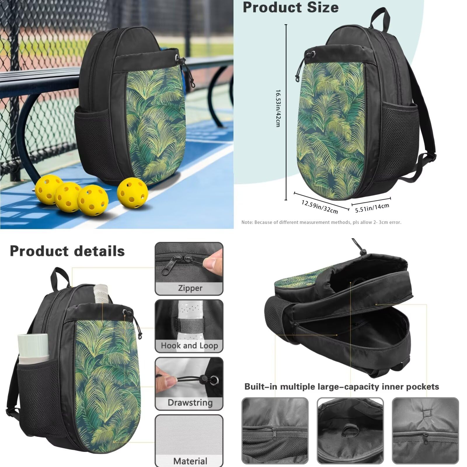 Set di racchette da pickleball 2 in 1 con superficie in fibra di vetro, ideale come regalo per principianti