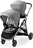 Cochecito doble Graco Ready2Grow LX 2.0, cochecito para gemelos con asiento tipo banco y plataforma de pie, plegado compacto perfecto para viajar con bebé, Clark, paquete de 1 1