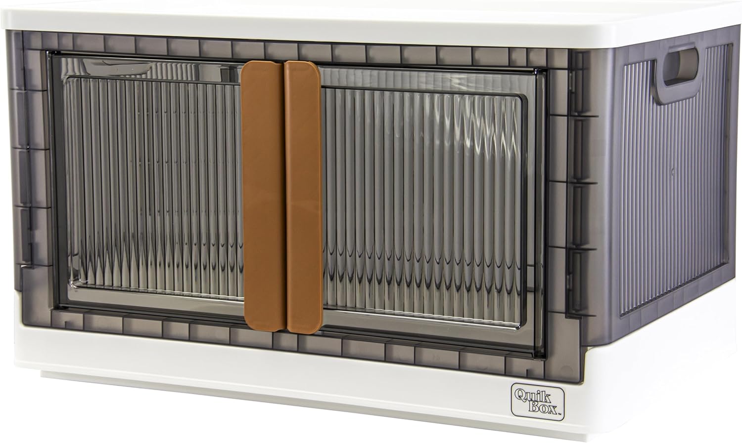 dbest products quik box - 19 gallon stackable storage bins with doors, collapsible organizer foldable container, for bedroom living room neat, tidy dorms and organized homes, boxes white