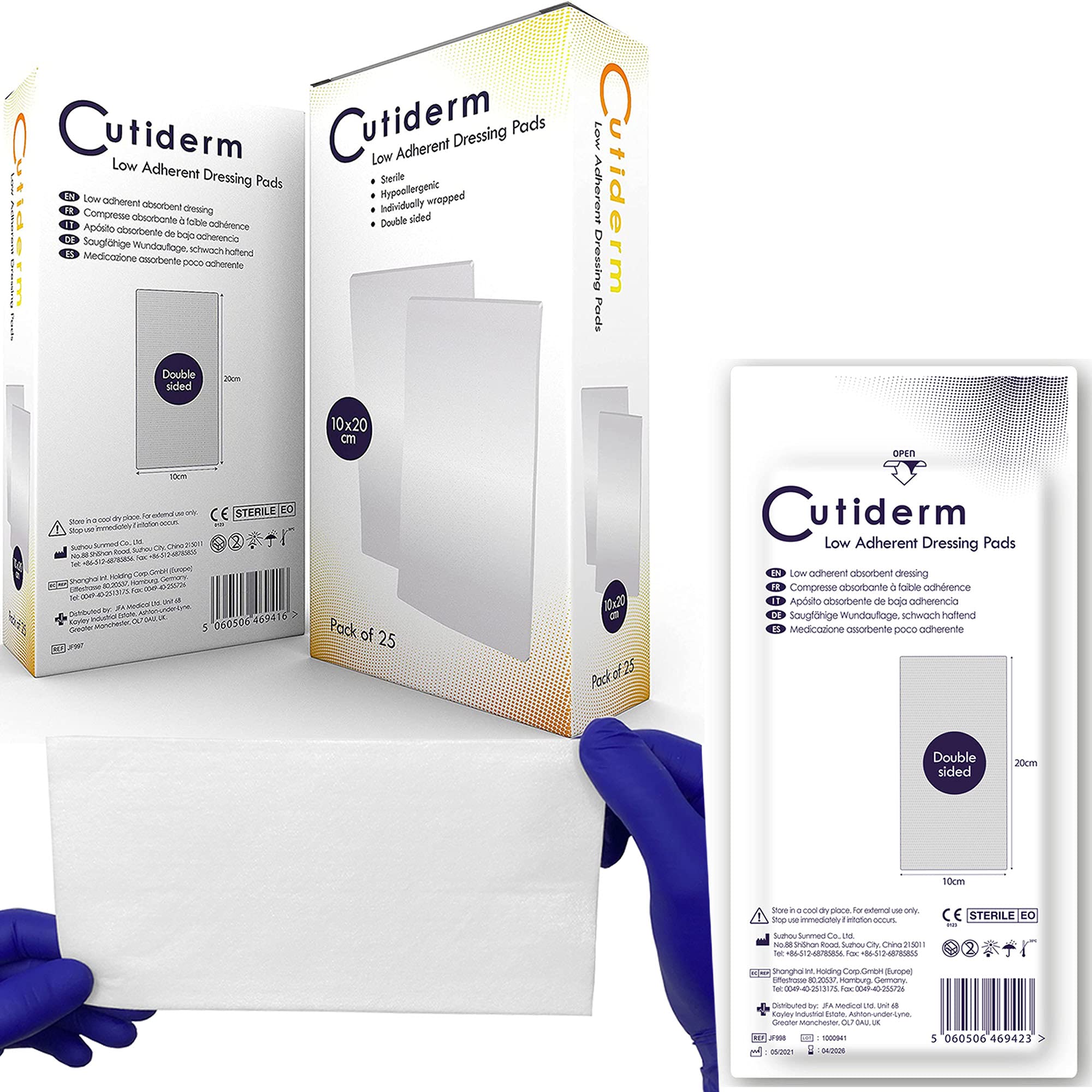 Cutiderm Low Adherent Sterile Absorbent Wound Dressing Pad 10cm x 20cm - Box of 25