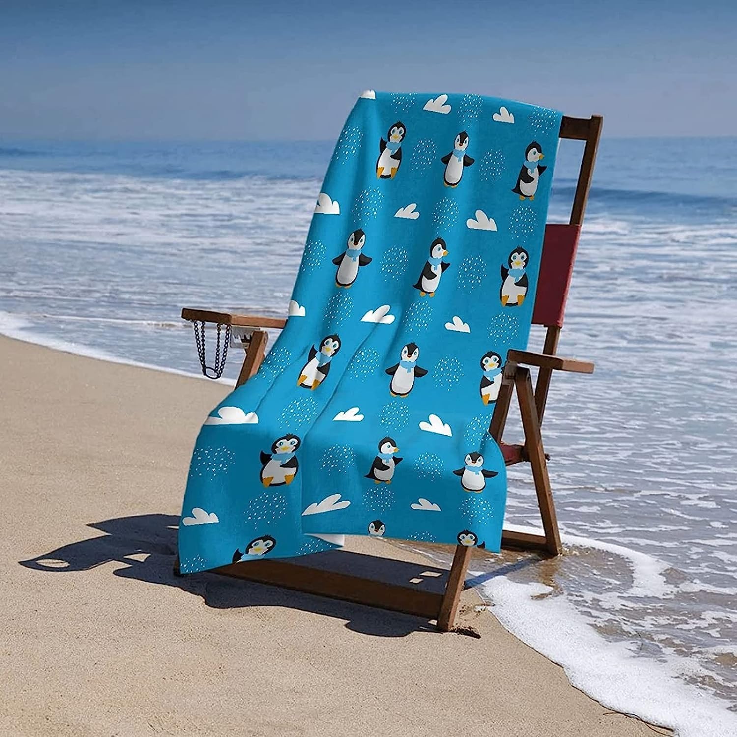 Telo Mare Microfibra Grande Pinguino Animale Dei Cartoni Animati 200 X 200 Cm, 3D Telo Mare Leggero Antisabbia Per Donna Uomo, Asciugamano Microfibra Asciugatura Rapida Per Bagno, Spiaggia, 0Q4X/J1U