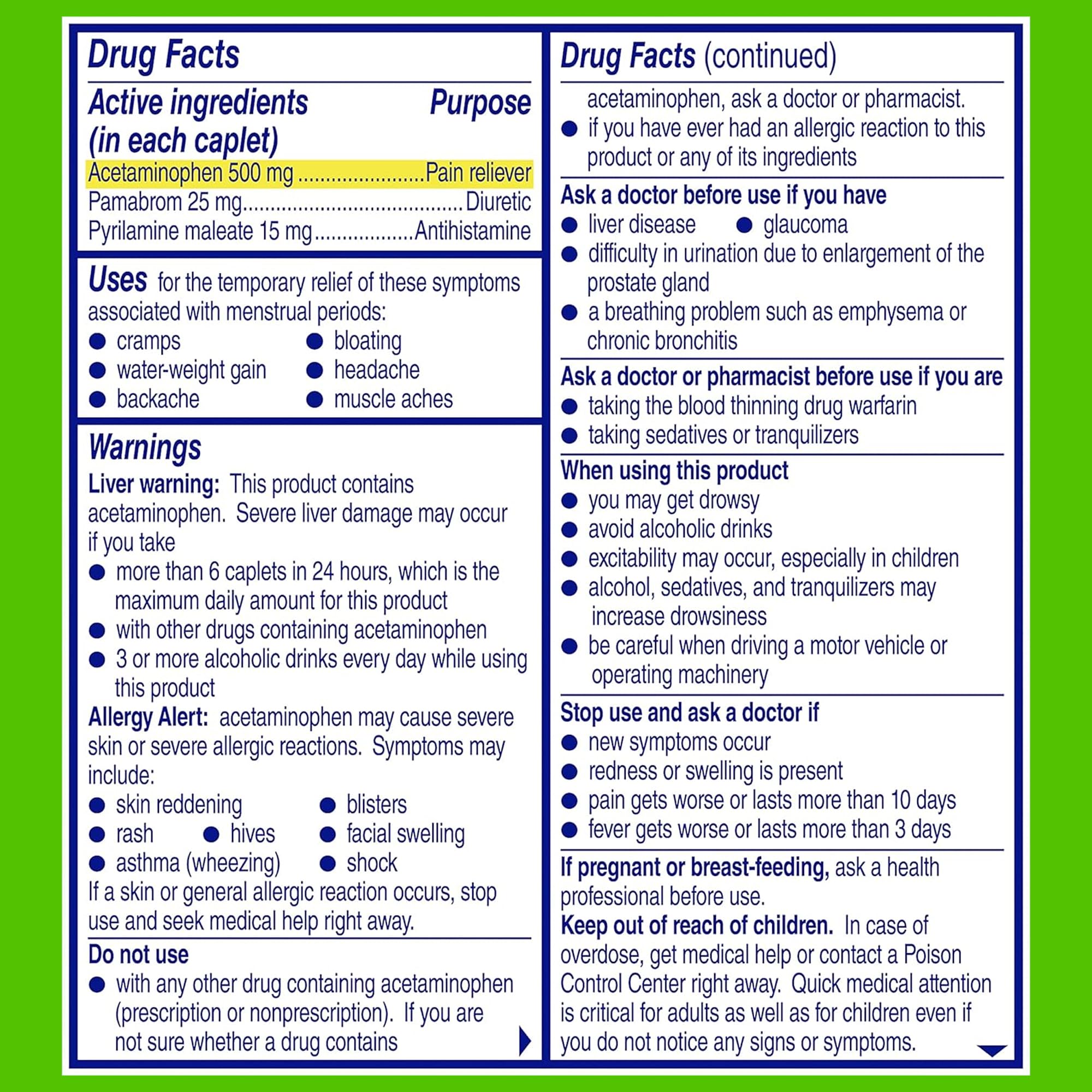 Midol Complete Caffeine Free Caplets 24ct: Midol Complete Caffeine Free Menstrual Pain Relief Caplets with Acetaminophen, Provides Headache Relief and Period Cramps Relief, 24 Count — Amazon image 10