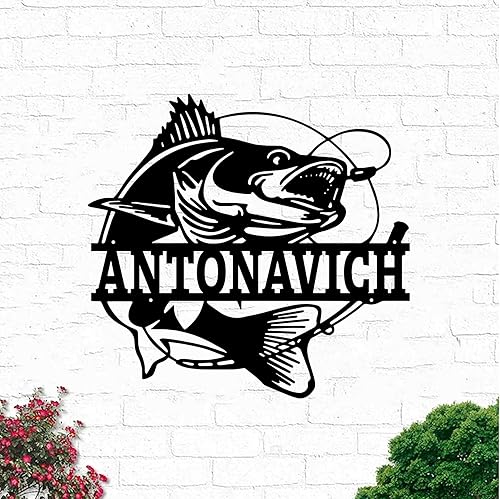 Cartel de pescado personalizado, letrero de pesca, arte de metal de pesca, letrero de metal de pescado, letrero de campamento de peces, regalo para